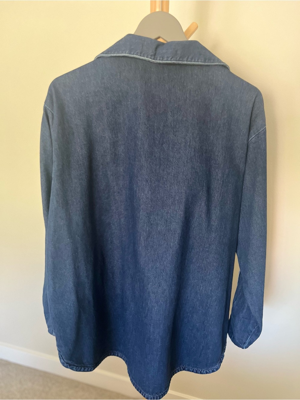 Massimo Dutti Dark Wash Denim Pullover blouse Size L Like New - Picture 8 of 11